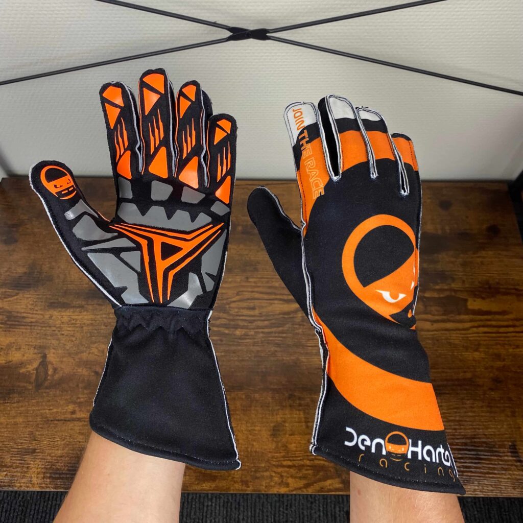 oranje kart handschoenen